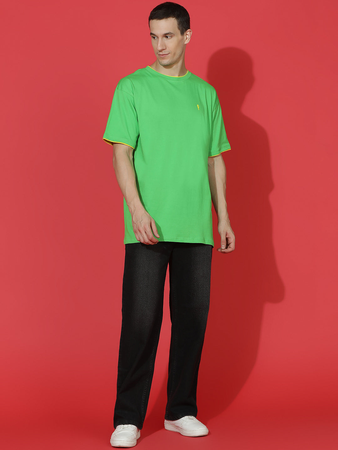 Single Jersey Oversized Round Neck Drop Shoulder Half Sleeve Casual T-Shirt