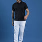 Polyester Lycra Jacquard Textured Polo Neck Half Sleeve T-Shirt