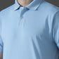 Polyester Lycra Jacquard Textured Polo Neck Half Sleeve T-Shirt