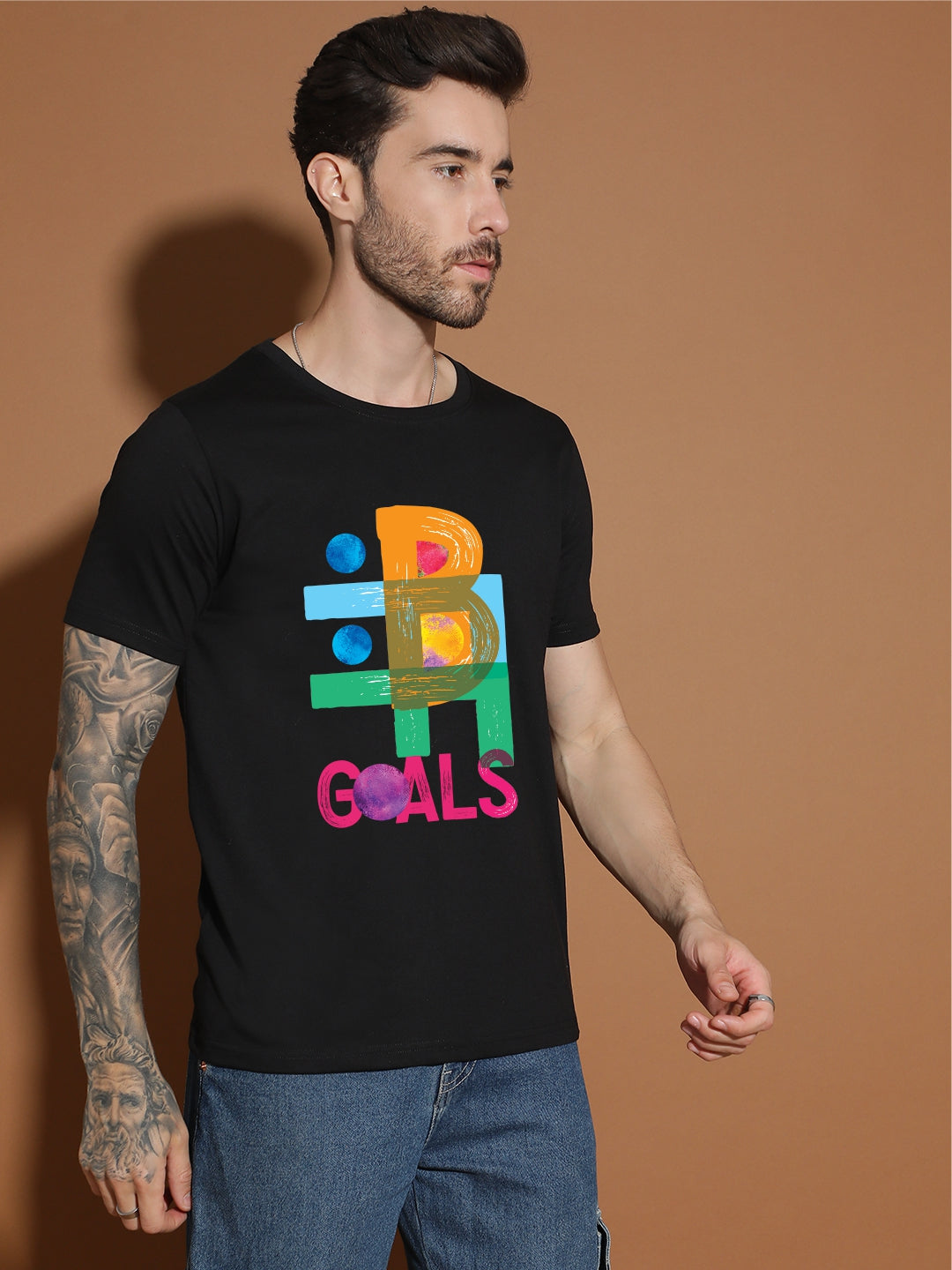 Breezer Tribe Round Neck Cotton T-Shirt for Men | Regular Fit, Half Sleeves, Casual Printed Style