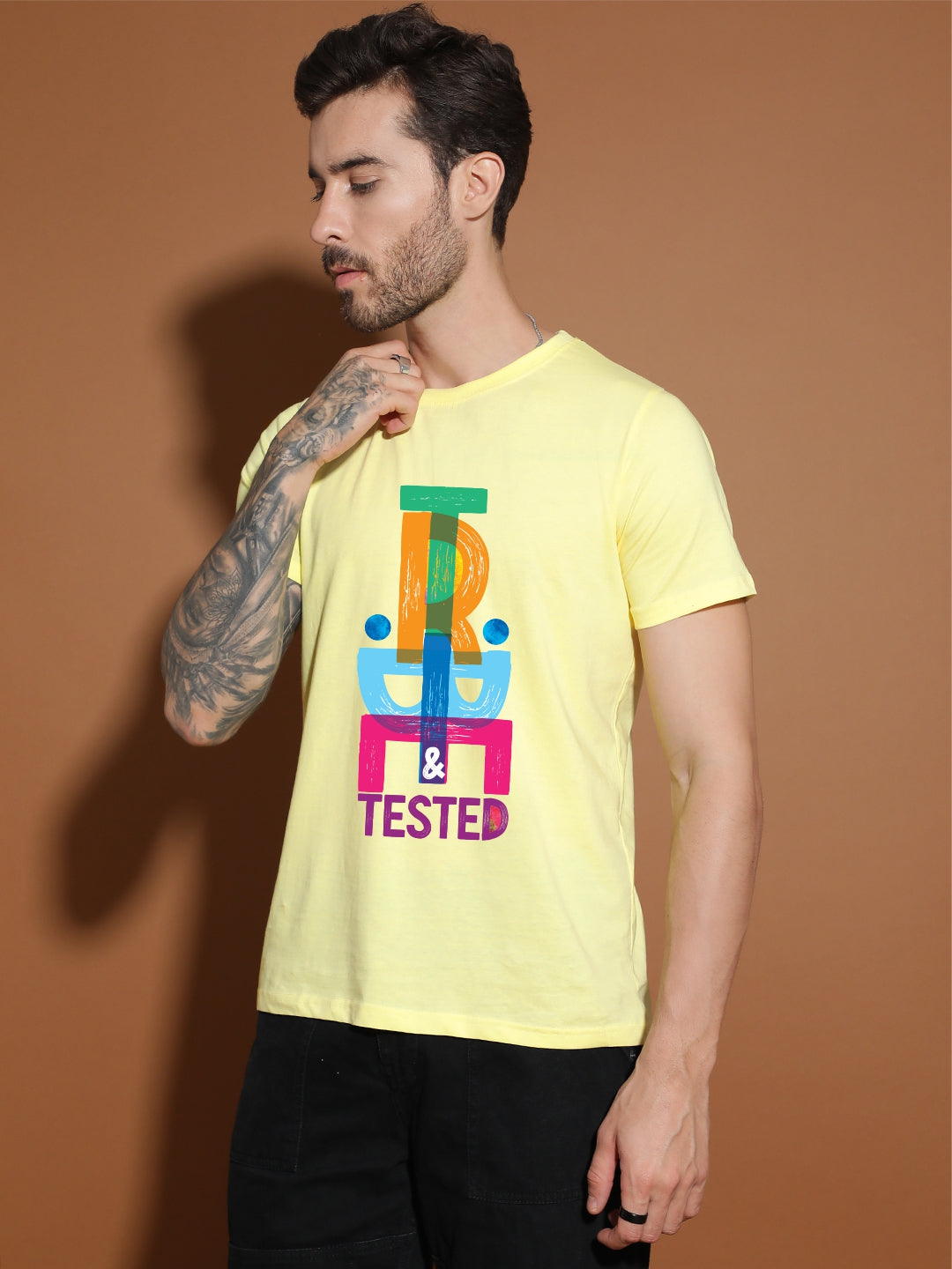 Breezer Tribe Men’s Cotton Single Jersey Round Neck Regular Fit Printed Half Sleeve Casual T-Shirt