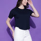 Round Neck Drop Shoulder Crop Top Half Sleeves T-shirt