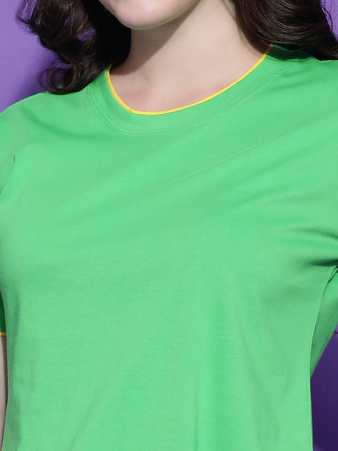 Round Neck Drop Shoulder Crop Top Half Sleeves T-shirt