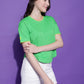 Round Neck Drop Shoulder Crop Top Half Sleeves T-shirt