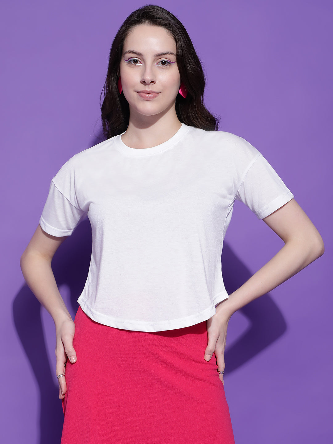 Round Neck Regular Fit Half Sleeve Crop Top T-shirt