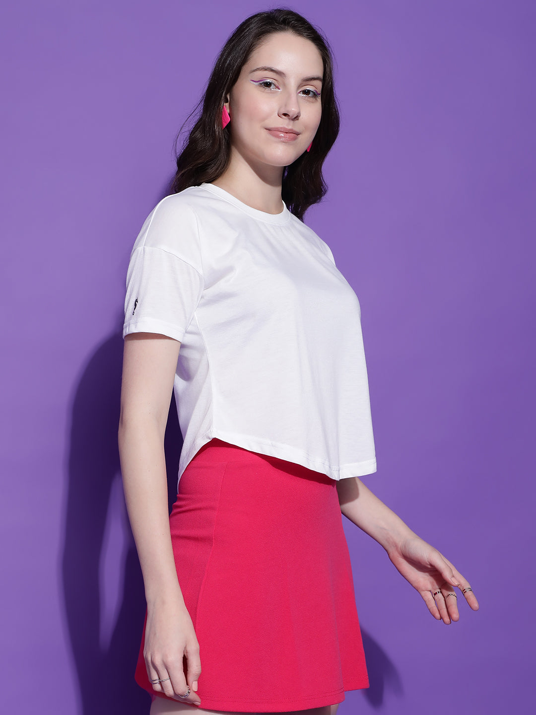 Round Neck Regular Fit Half Sleeve Crop Top T-shirt