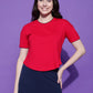 Round Neck Drop Shoulder Crop Top Half Sleeves T-shirt