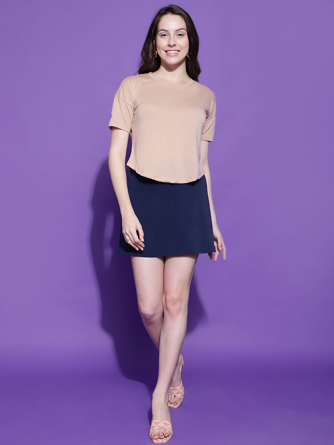 Round Neck Regular Fit Half Sleeve Crop Top T-shirt