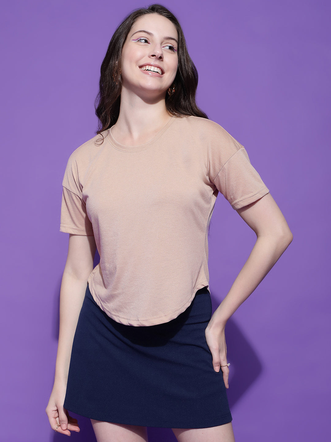 Round Neck Regular Fit Half Sleeve Crop Top T-shirt