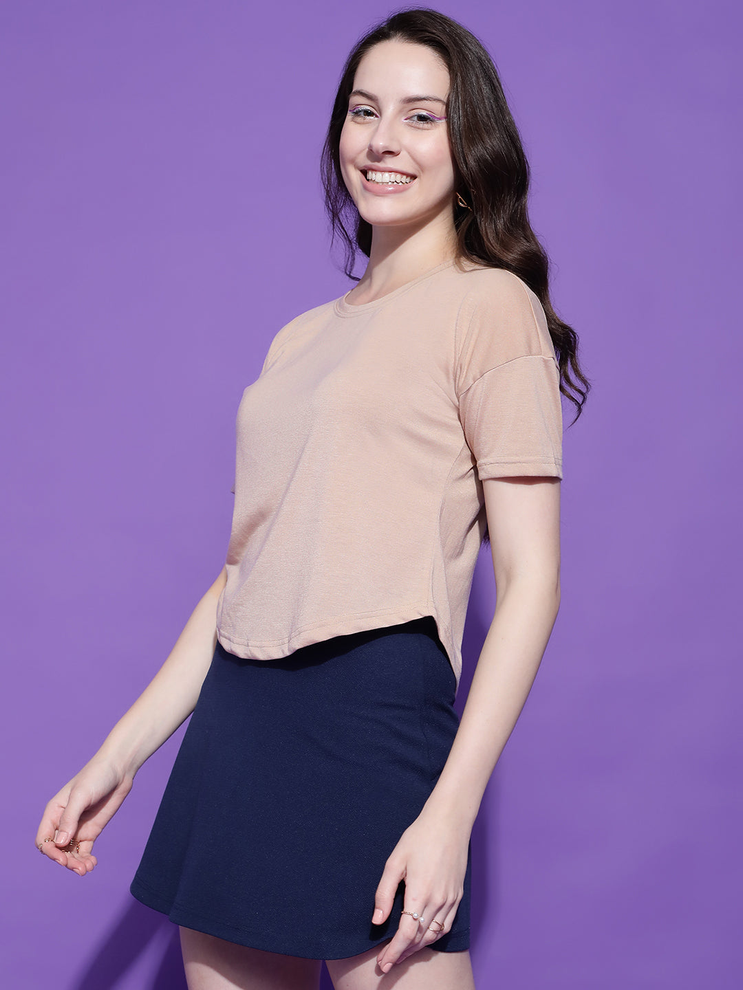 Round Neck Regular Fit Half Sleeve Crop Top T-shirt