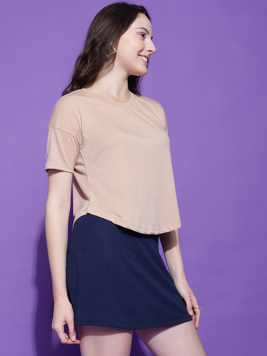 Round Neck Regular Fit Half Sleeve Crop Top T-shirt