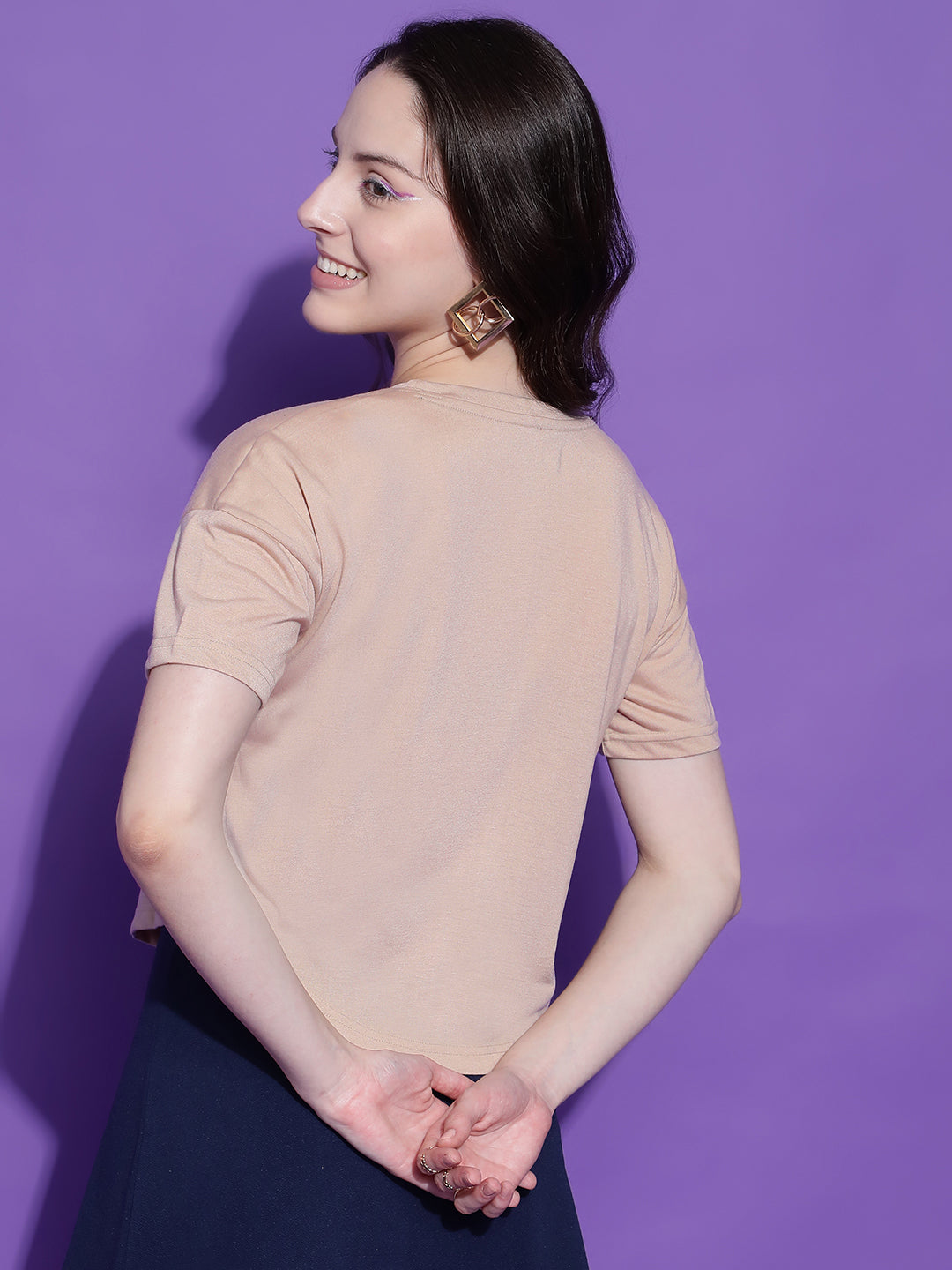 Round Neck Regular Fit Half Sleeve Crop Top T-shirt