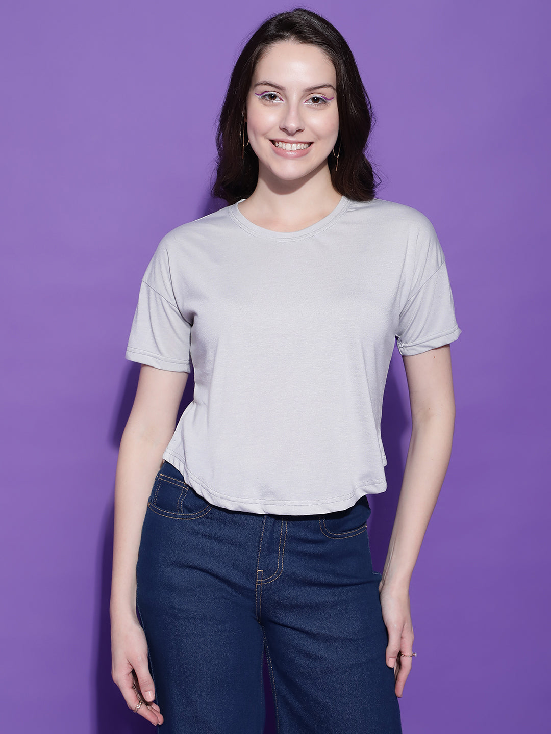 Round Neck Regular Fit Half Sleeve Crop Top T-shirt