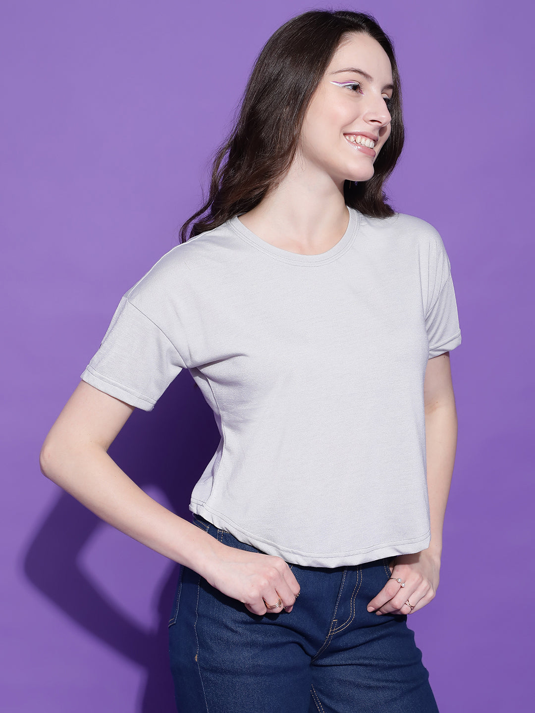 Round Neck Regular Fit Half Sleeve Crop Top T-shirt