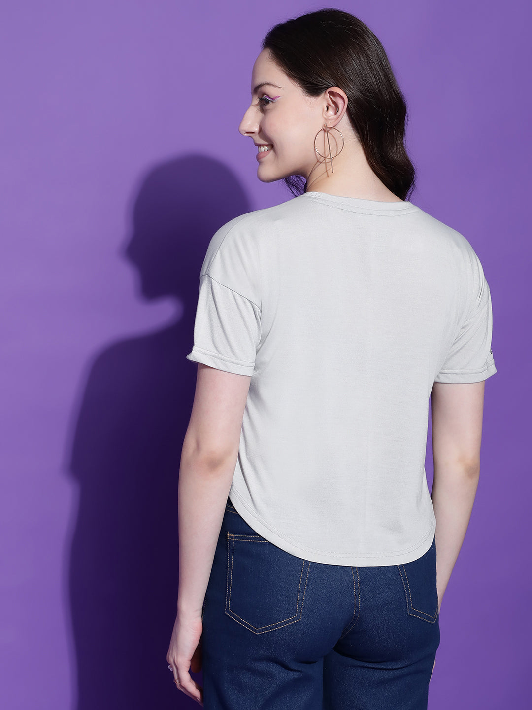 Round Neck Regular Fit Half Sleeve Crop Top T-shirt