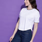 Round Neck Drop Shoulder Crop Top Half Sleeves T-shirt