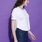 Round Neck Drop Shoulder Crop Top Half Sleeves T-shirt