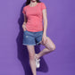 Round Neck Regular Fit Crop Top Half Sleeves T-Shirt