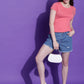 Round Neck Regular Fit Crop Top Half Sleeves T-Shirt