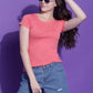 Round Neck Regular Fit Crop Top Half Sleeves T-Shirt
