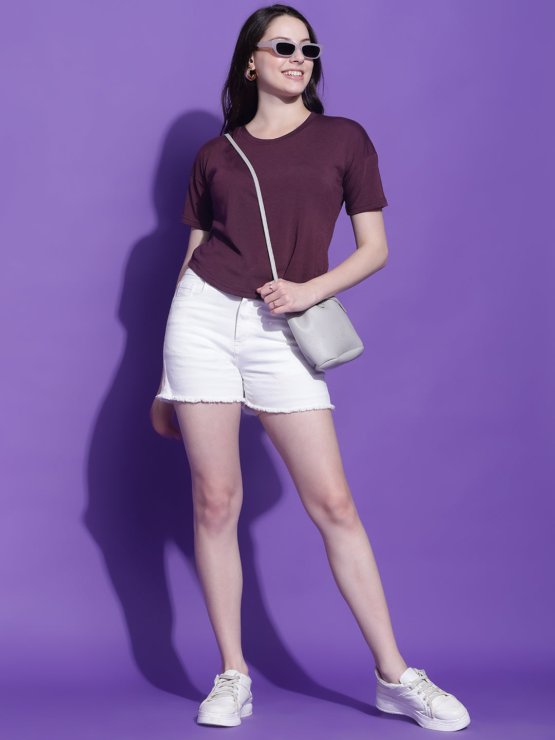 Round Neck Regular Fit Half Sleeve Crop Top T-shirt