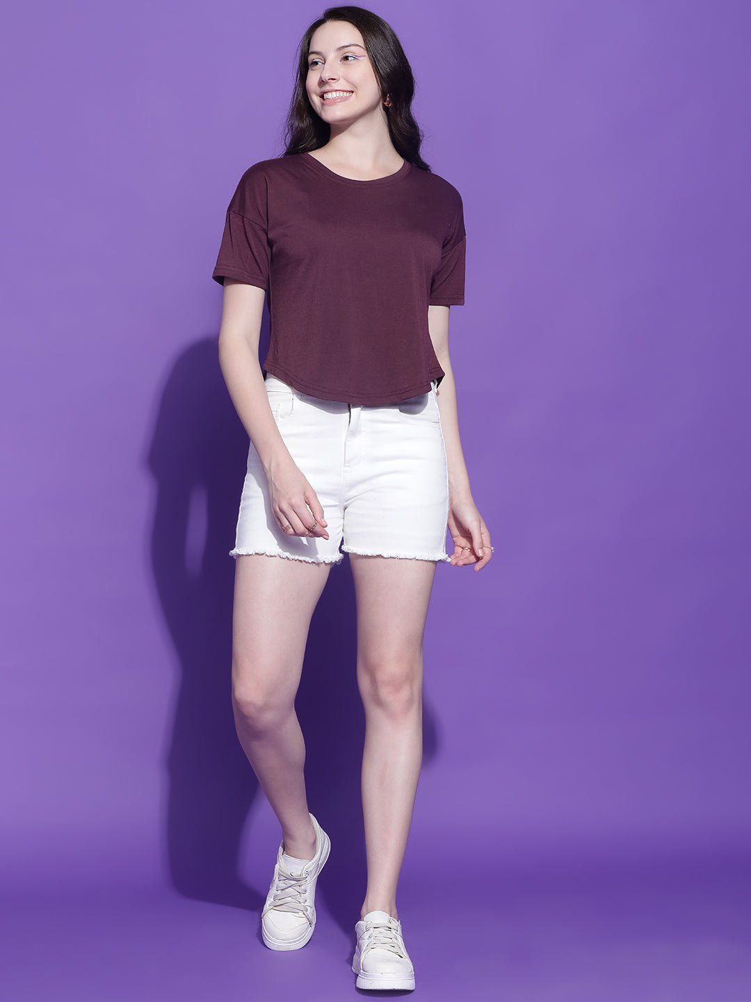 Round Neck Regular Fit Half Sleeve Crop Top T-shirt