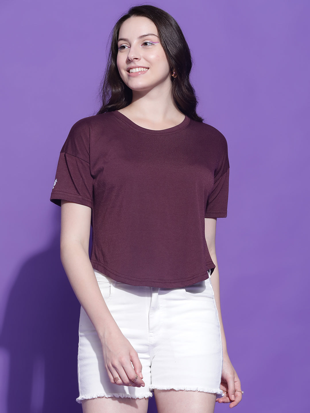 Round Neck Regular Fit Half Sleeve Crop Top T-shirt