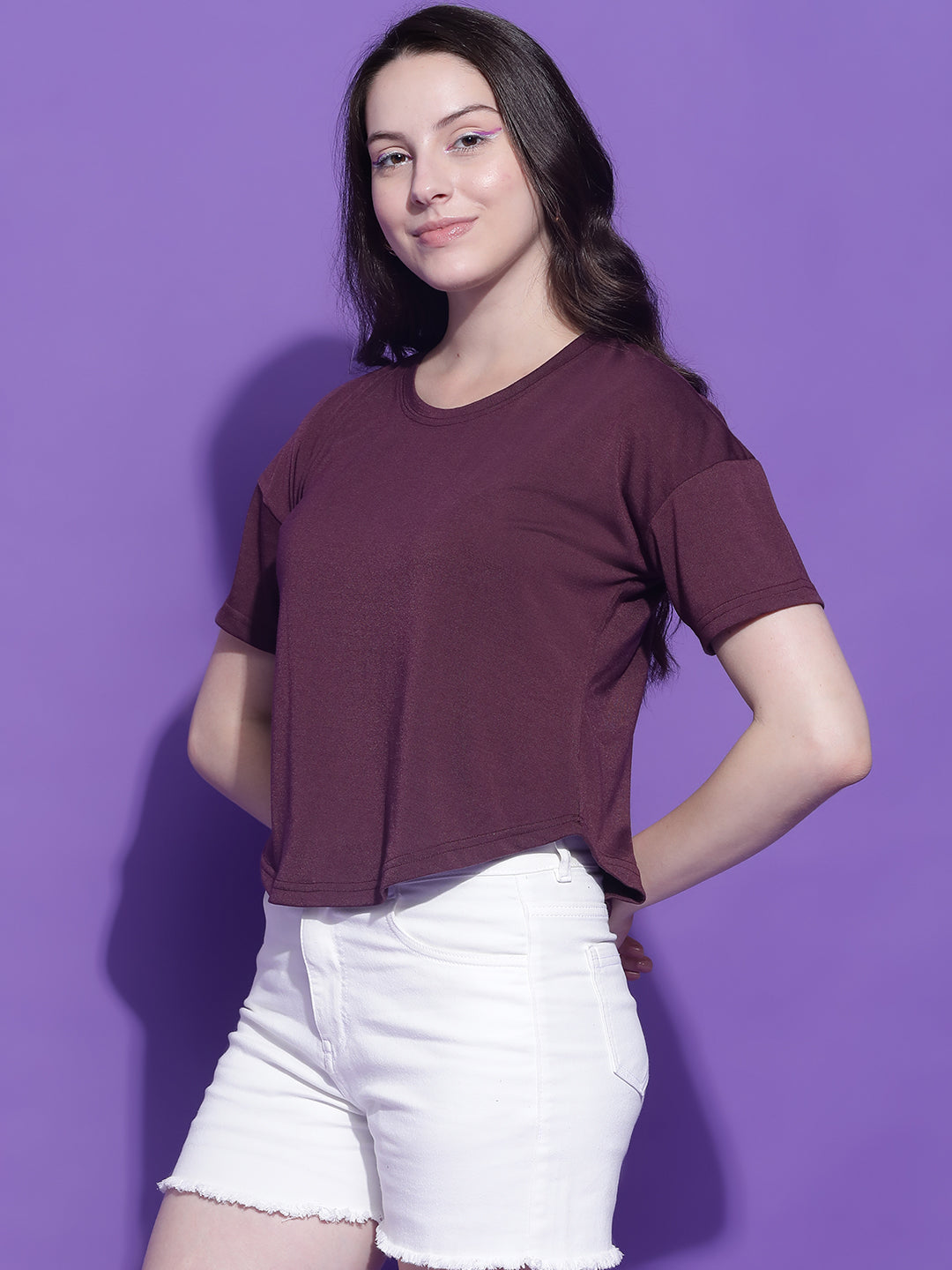 Round Neck Regular Fit Half Sleeve Crop Top T-shirt