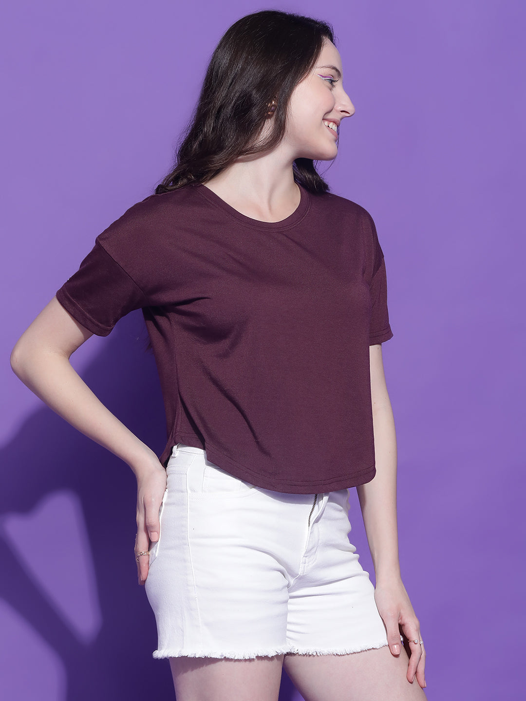 Round Neck Regular Fit Half Sleeve Crop Top T-shirt