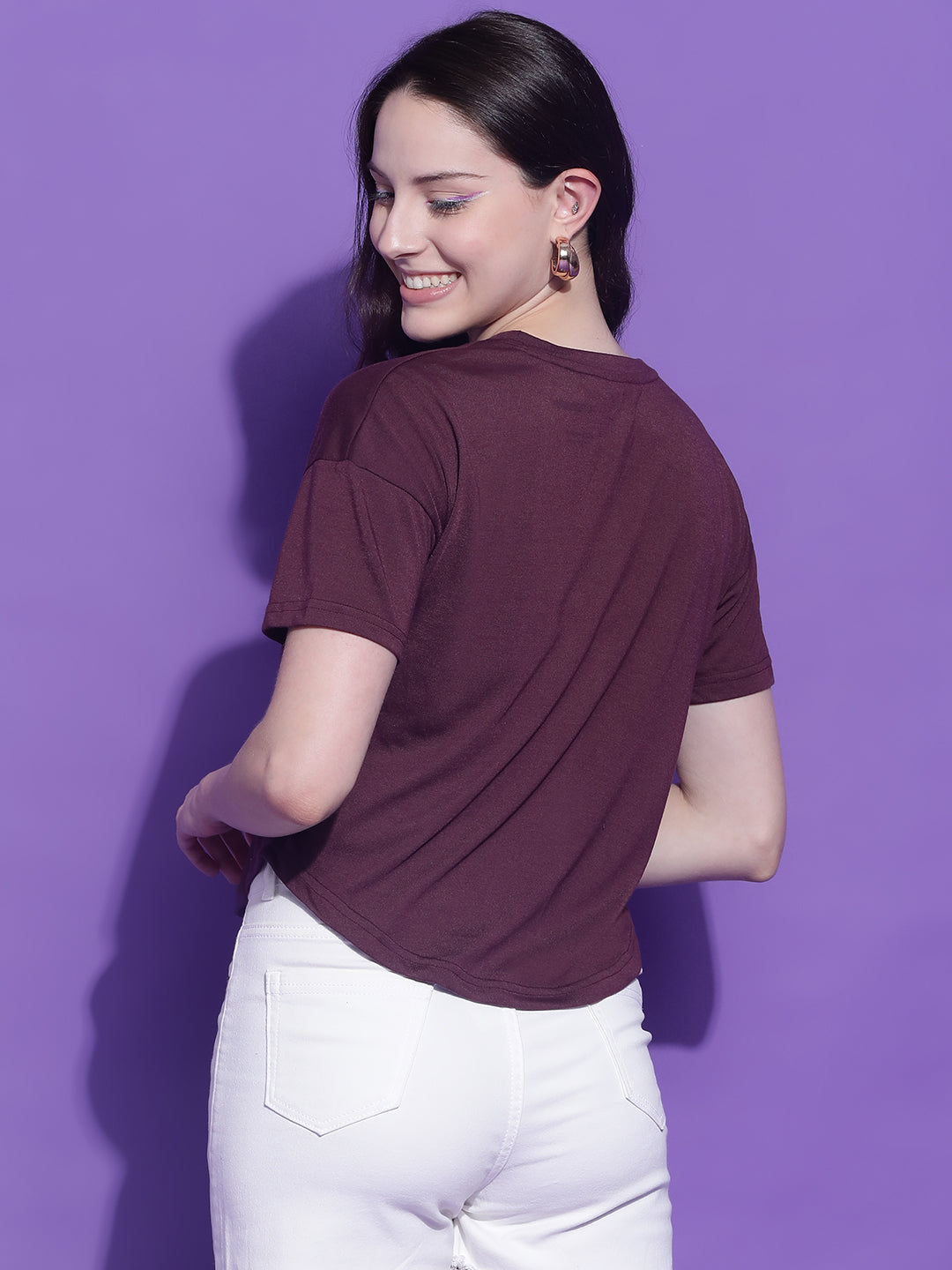 Round Neck Regular Fit Half Sleeve Crop Top T-shirt