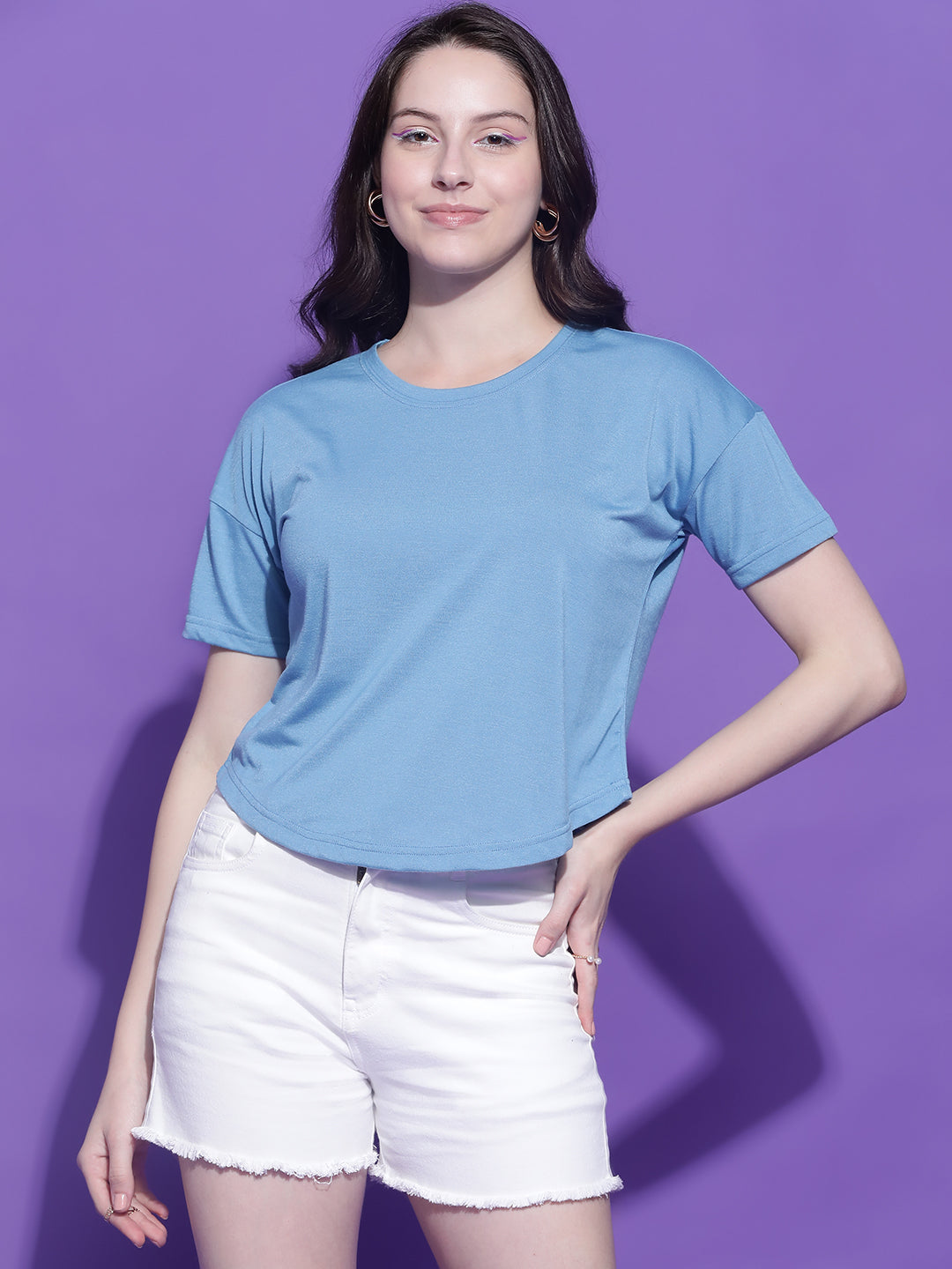 Round Neck Regular Fit Half Sleeve Crop Top T-shirt