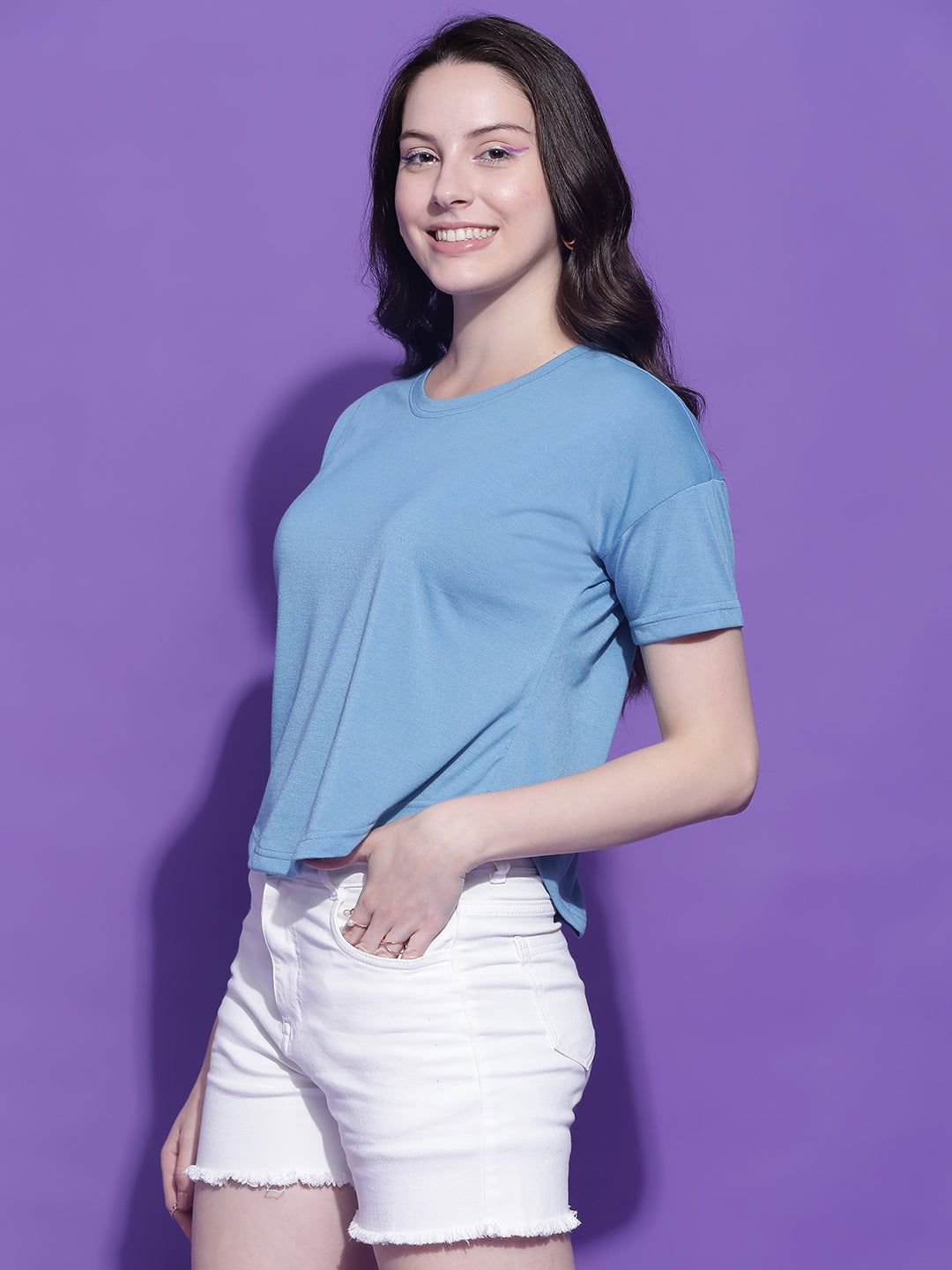 Round Neck Regular Fit Half Sleeve Crop Top T-shirt