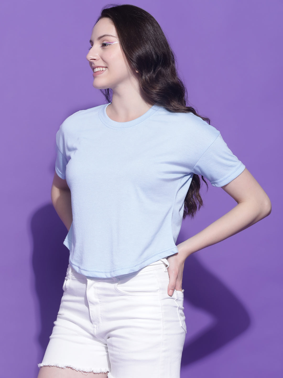 Round Neck Regular Fit Half Sleeve Crop Top T-shirt