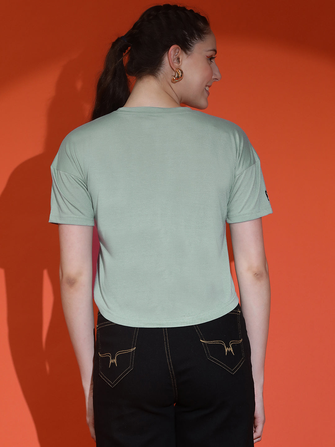 Round Neck Regular Fit Half Sleeve Crop Top T-shirt