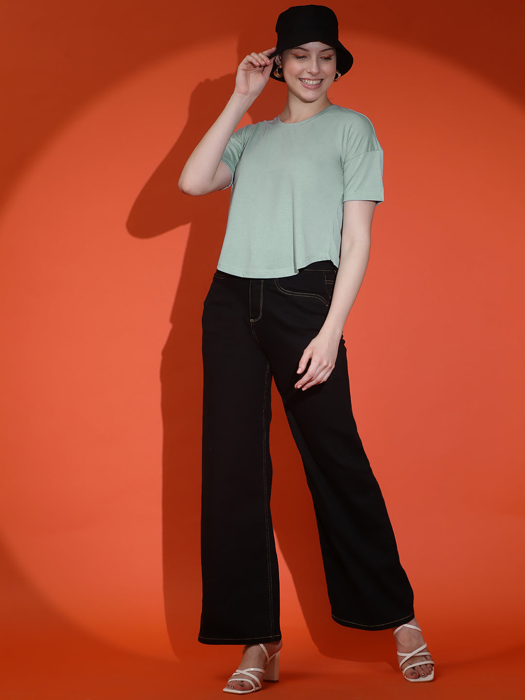 Round Neck Regular Fit Half Sleeve Crop Top T-shirt