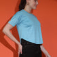Round Neck Crop Top Drop Shoulder  Half Sleeves T-Shirt