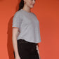 Round Neck Drop Shoulder Crop Top Half Sleeves T-shirt