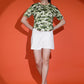 Camouflage Print Round Neck Crop Top Loose Fit T-Shirt