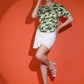 Camouflage Print Round Neck Crop Top Loose Fit T-Shirt
