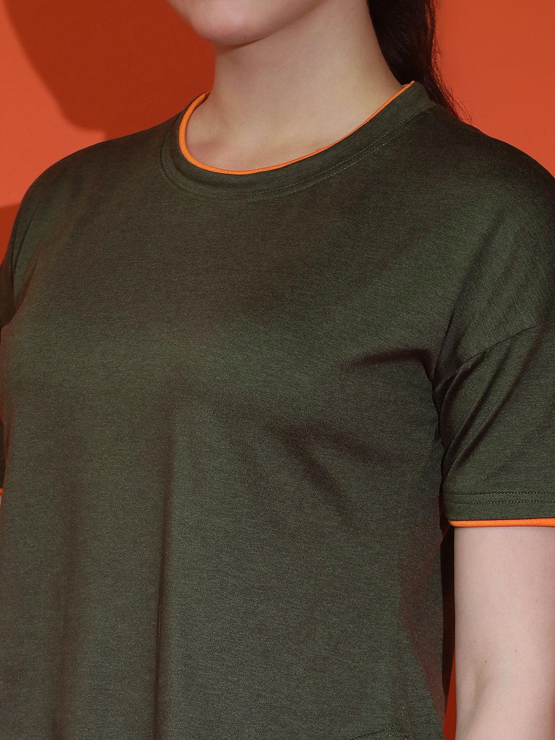 Round Neck Drop Shoulder Crop Top Half Sleeves T-shirt