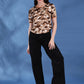 Camouflage Print Round Neck Crop Top Loose Fit T-Shirt