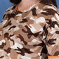 Camouflage Print Round Neck Crop Top Loose Fit T-Shirt