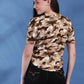 Camouflage Print Round Neck Crop Top Loose Fit T-Shirt