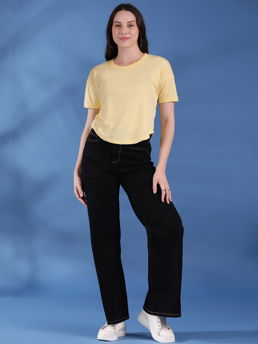 Round Neck Regular Fit Half Sleeve Crop Top T-shirt