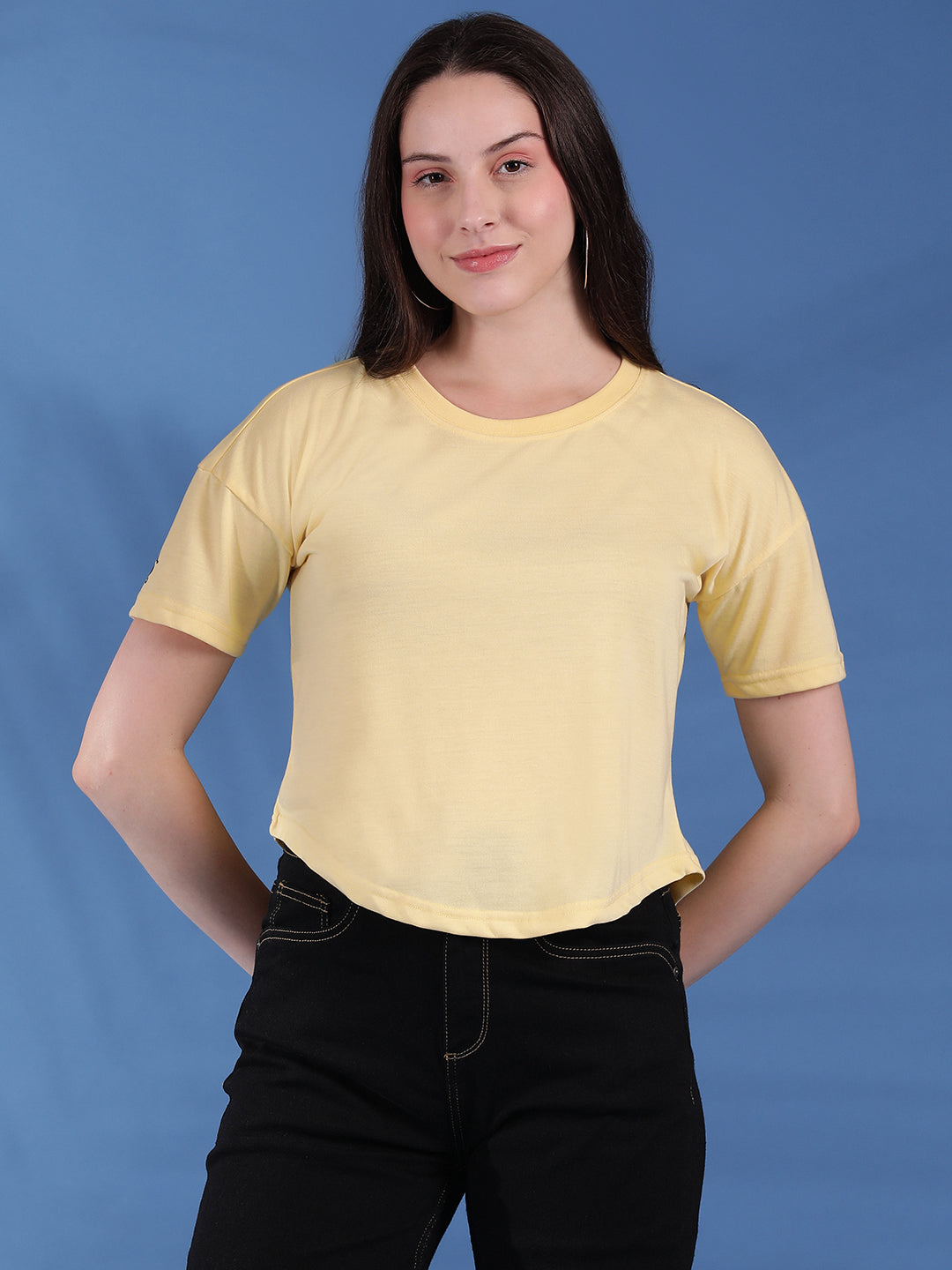 Round Neck Regular Fit Half Sleeve Crop Top T-shirt