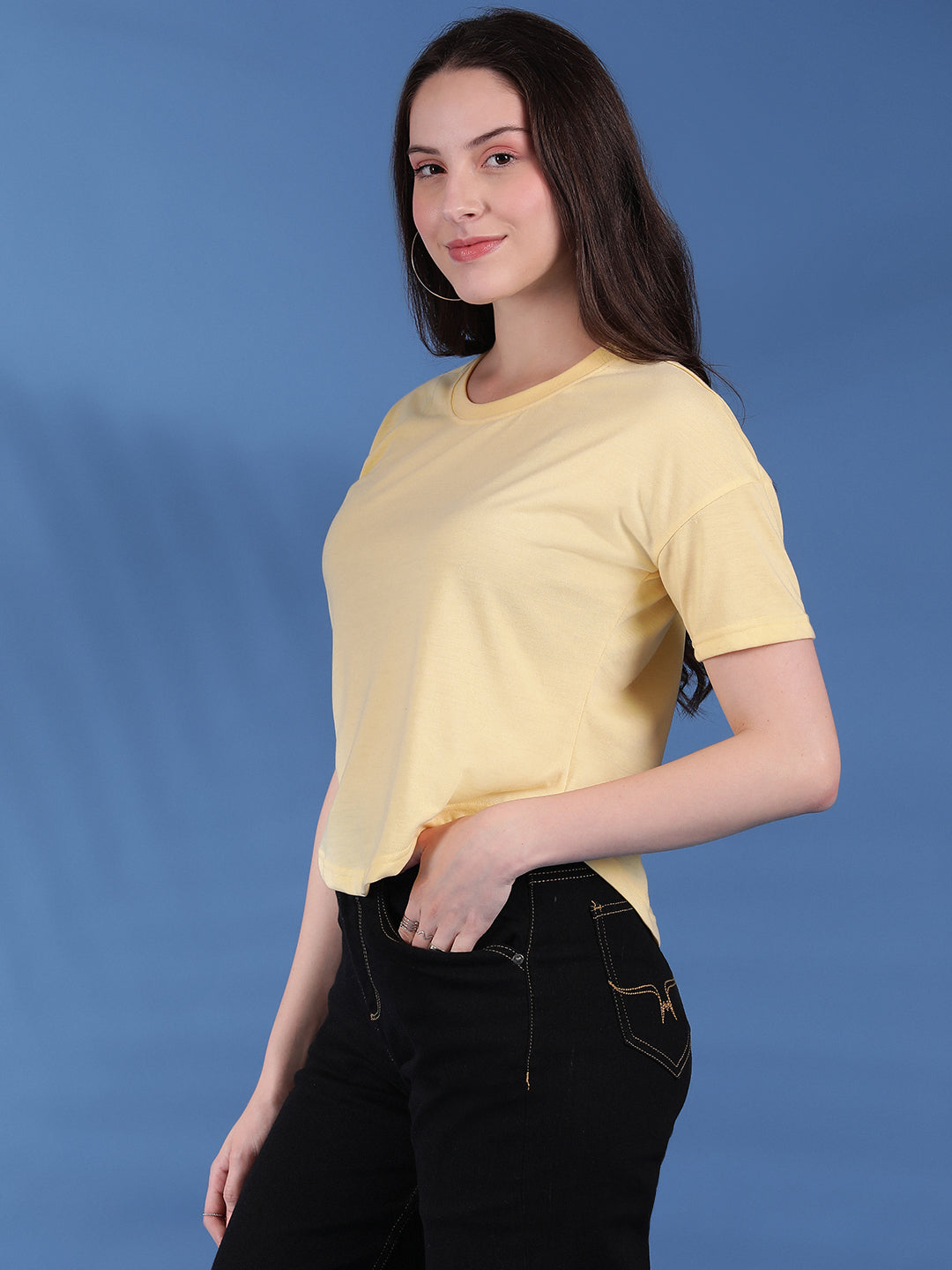 Round Neck Regular Fit Half Sleeve Crop Top T-shirt