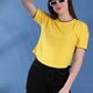 Round Neck Drop Shoulder Crop Top Half Sleeves T-shirt
