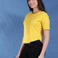 Round Neck Drop Shoulder Crop Top Half Sleeves T-shirt
