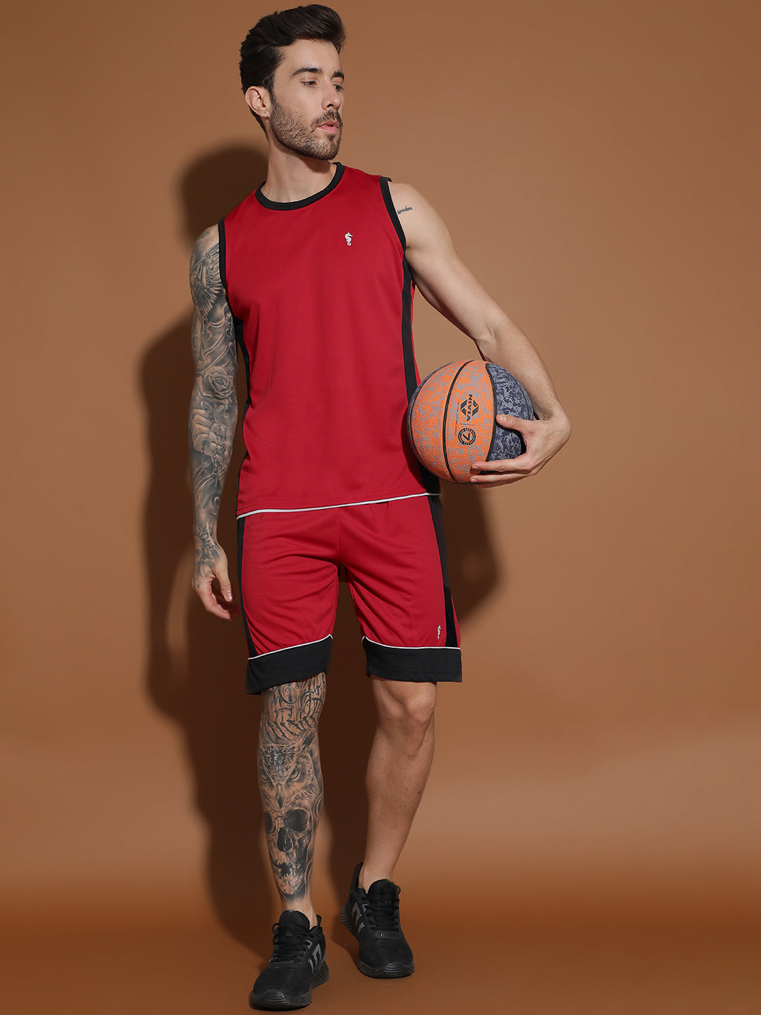 Sleeveless Round Neck Sweat Absorbing Slim Fit Co-Ord Set