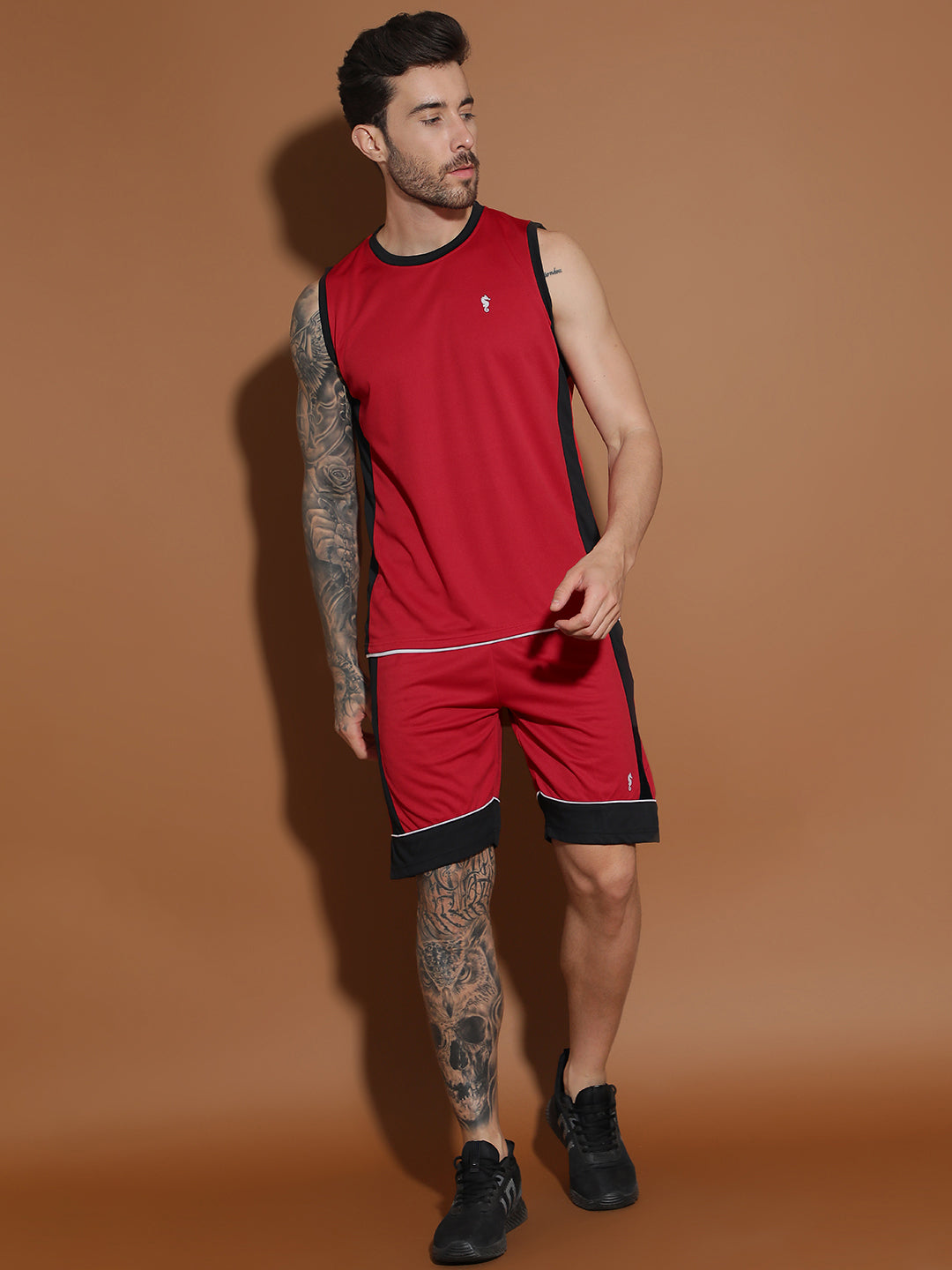 Sleeveless Round Neck Sweat Absorbing Slim Fit Co-Ord Set